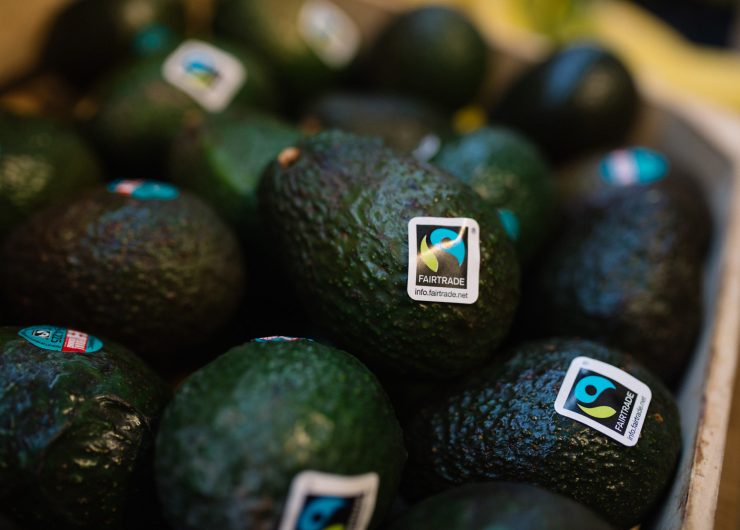 Beautiful pile of Fairtrade certified avocados.