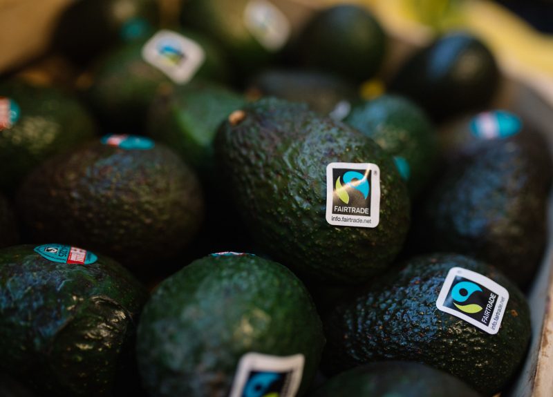 Beautiful pile of Fairtrade certified avocados.