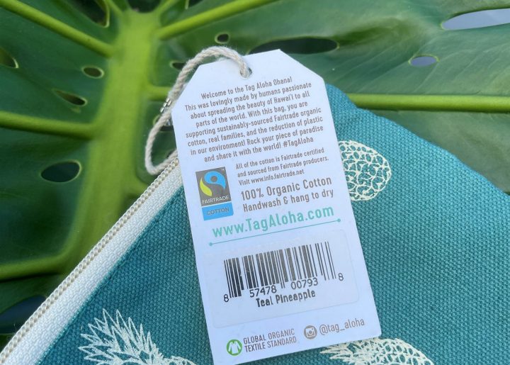 Fairtrade Cotton Mark on Tag Aloha bag