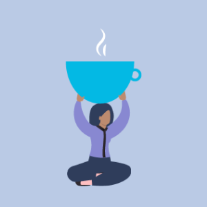Person holding coffee illustration